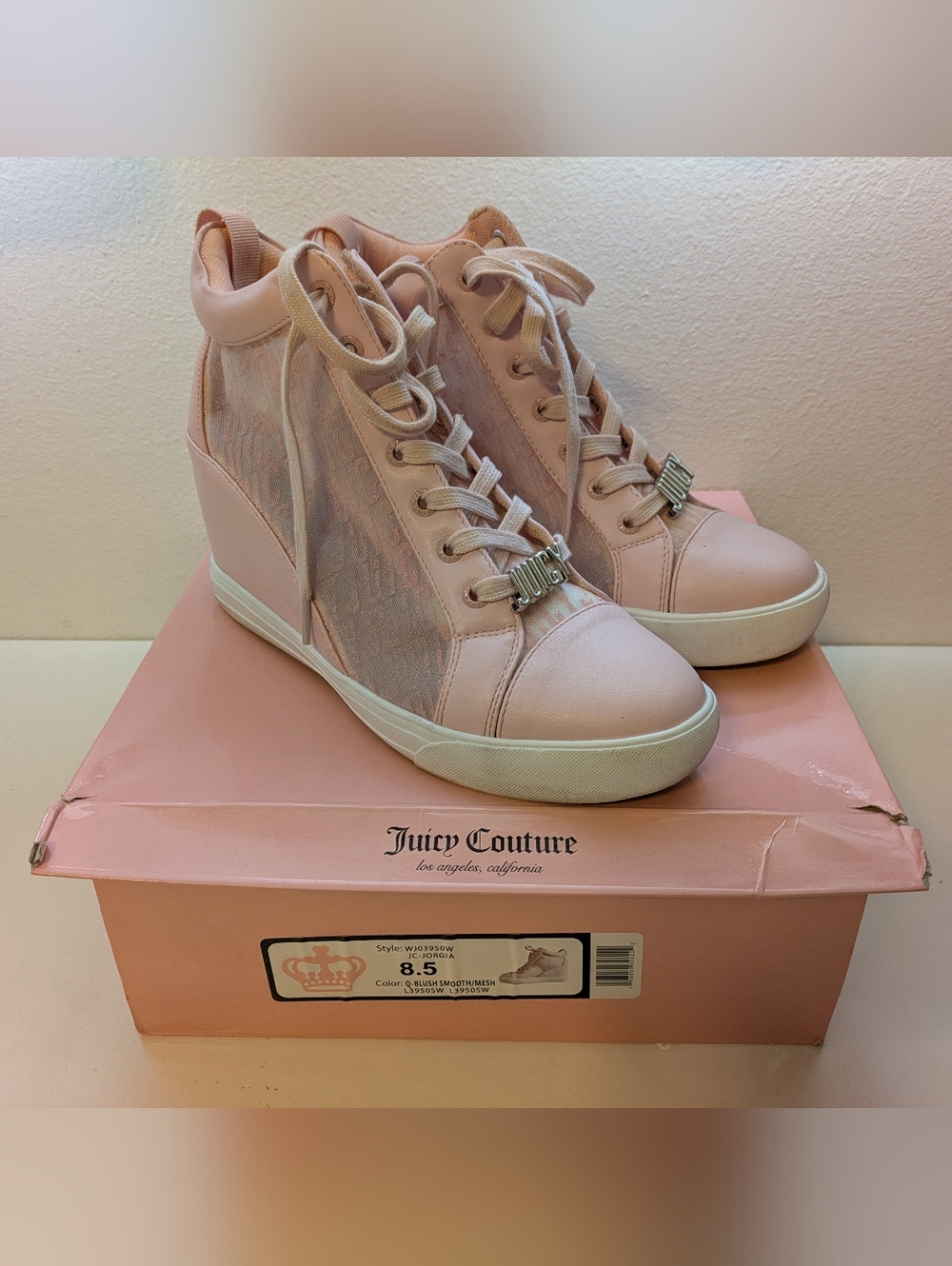 Juicy Couture Pink Wedge Sneakers Size 8.5